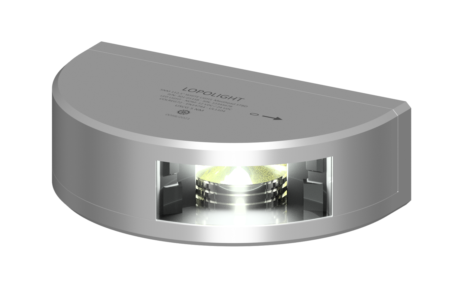 5nm 112,5° White, Masthead STBD Side Only, silver 5nm 112,5° White, Masthead STBD Side Only, silver